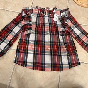 NEW Crewcuts plaid ruffle top - size 12